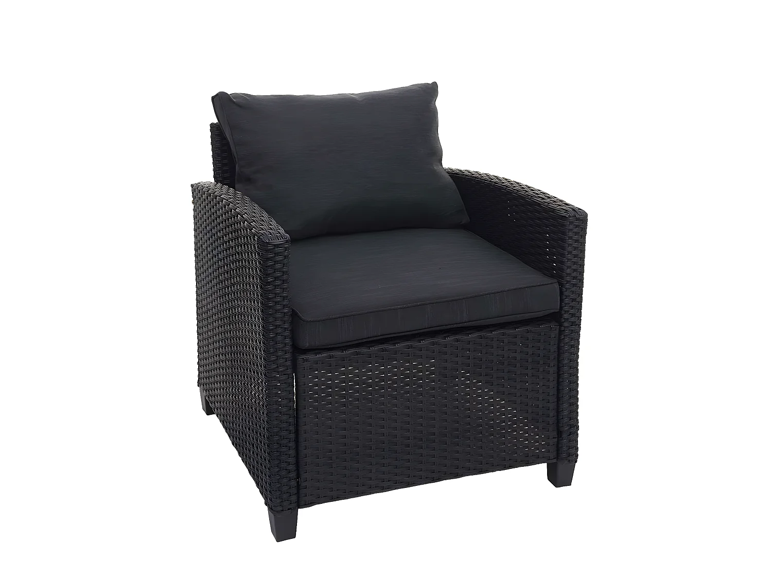 Poly-Rattan Garnitur MCW-E95 (6-teilig), Schwarz, Kissen anthrazit