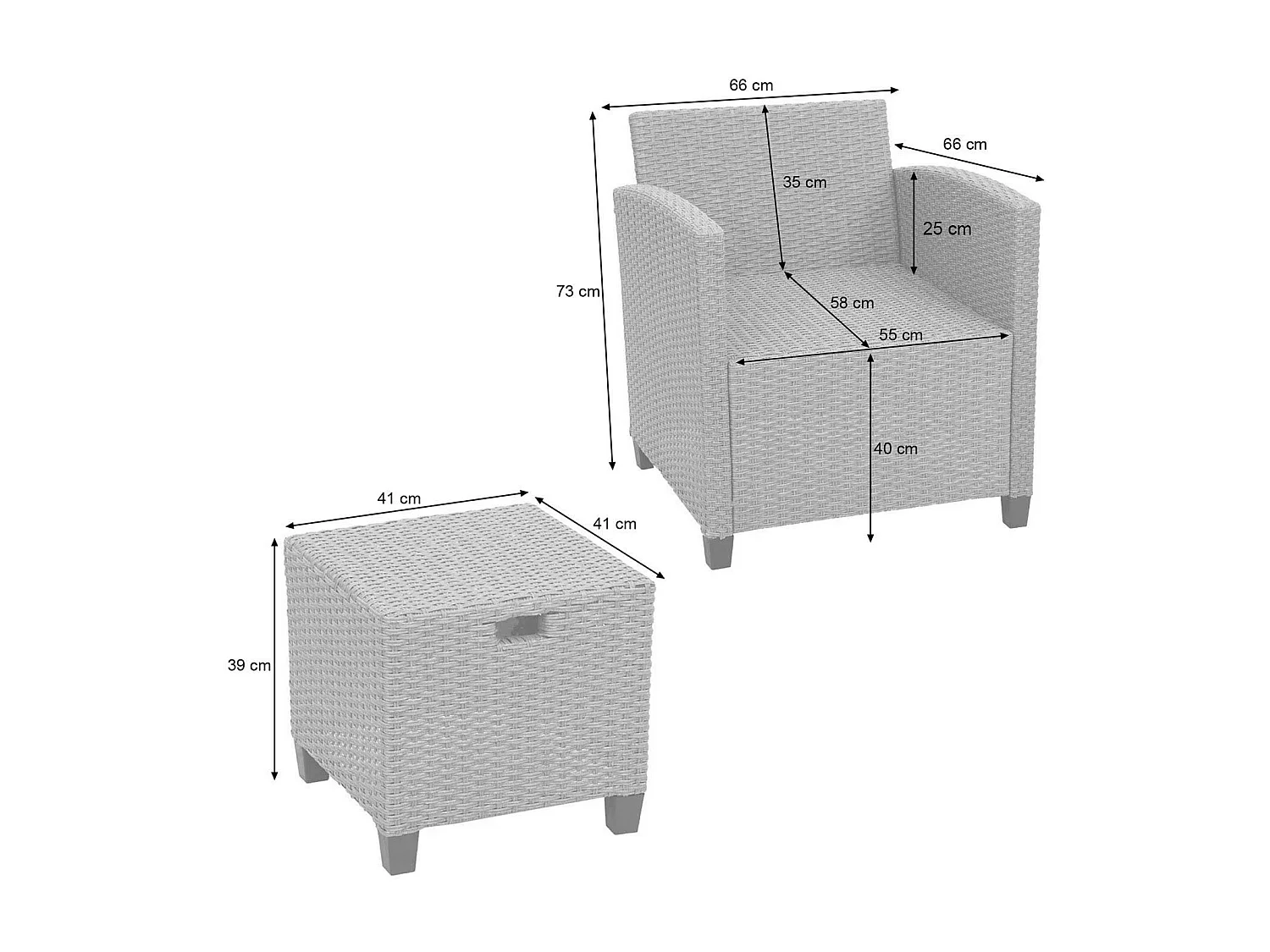 Poly-Rattan Garnitur MCW-E95 (6-teilig), Schwarz, Kissen anthrazit