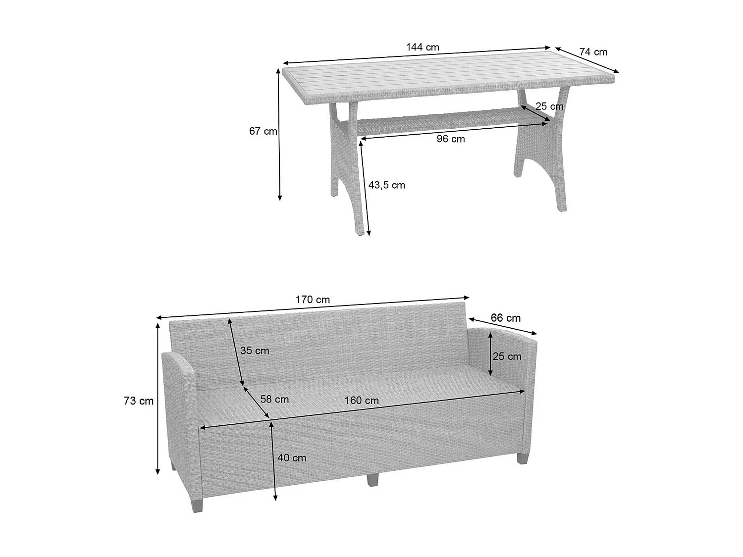 Poly-Rattan Garnitur MCW-E95 (6-teilig), Schwarz, Kissen anthrazit