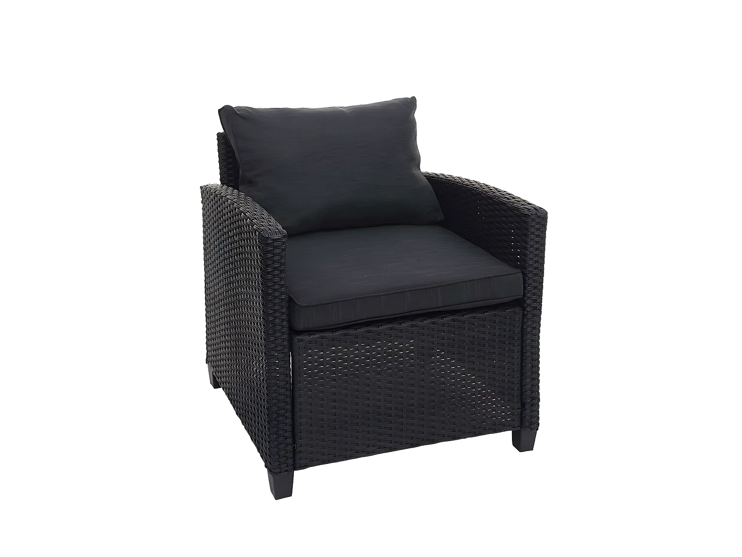 Zestaw polirattanowy MCW-E95 (6-częściowy),  czarny, poduszki antracytowe