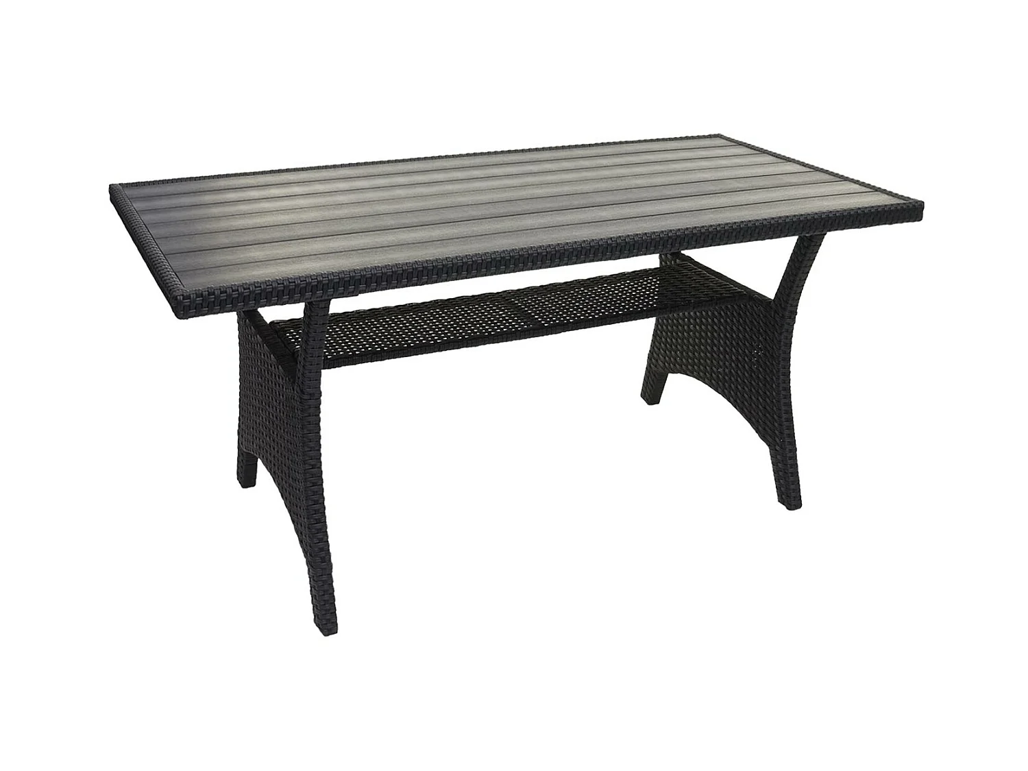 Zestaw polirattanowy MCW-E95 (6-częściowy),  czarny, poduszki antracytowe