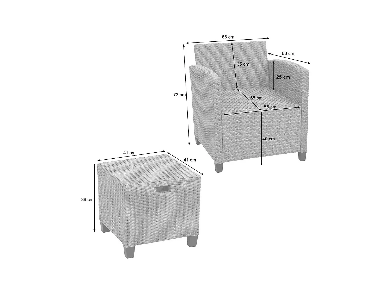 Zestaw polirattanowy MCW-E95 (6-częściowy),  czarny, poduszki antracytowe