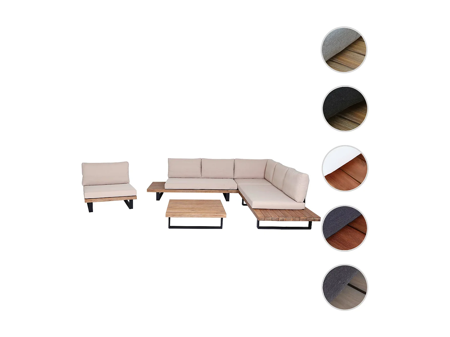 Tuinset MCW-H54 (set van 4),  lichtbruin, beige bekleding