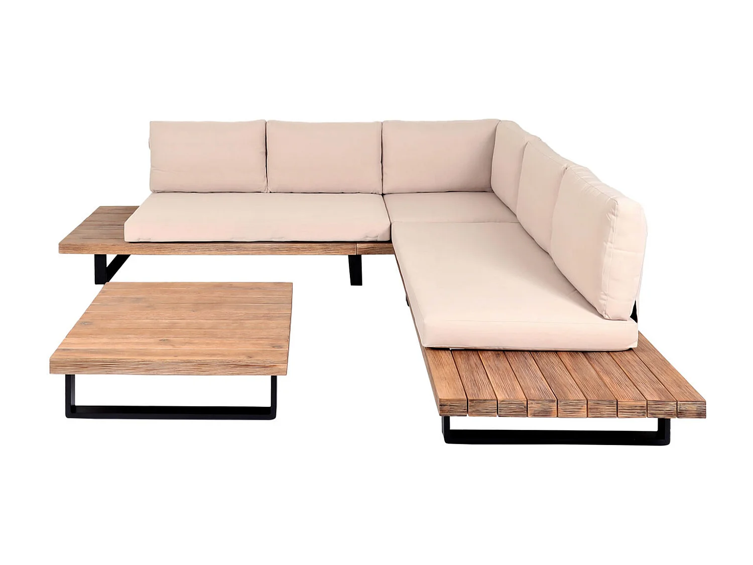 Zestaw ogrodowy MCW-H54 (zestaw 4-częściowy),  jasnobrązowy, tapicerka beżowa