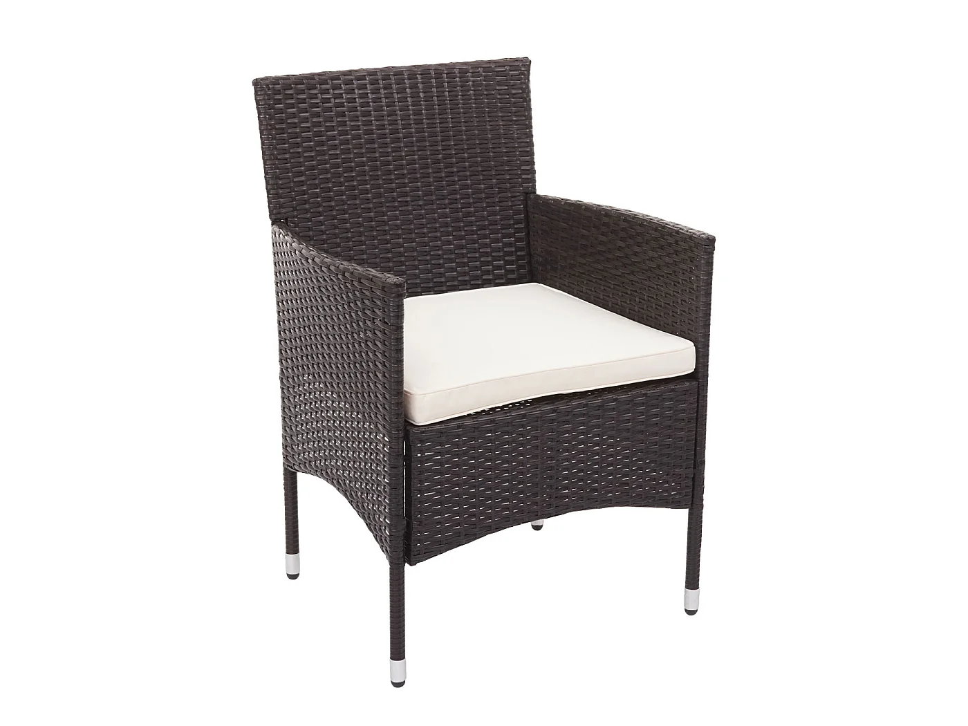 Set salotto giardino esterno salottino elegante MCW-F55 polyrattan marrone con cuscini avorio