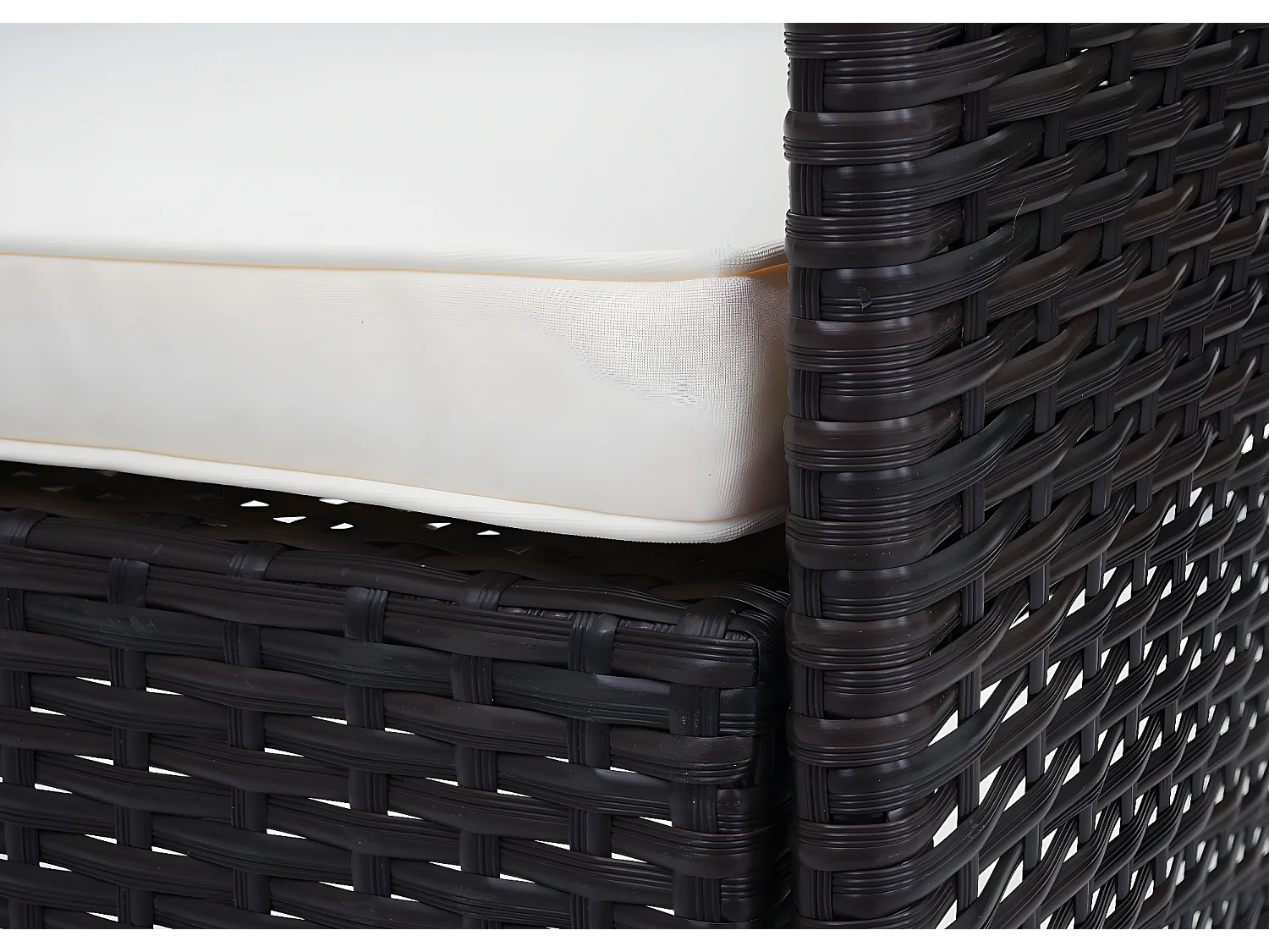 Set salotto giardino esterno salottino elegante MCW-F55 polyrattan marrone con cuscini avorio