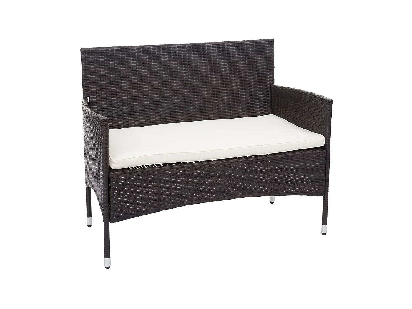 Zestaw polirattanowy MCW-F55 (4-częściowy),  brązowy, kremowe poduszki