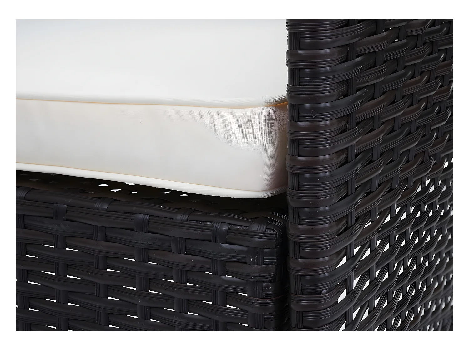 Zestaw polirattanowy MCW-F55 (4-częściowy),  brązowy, kremowe poduszki