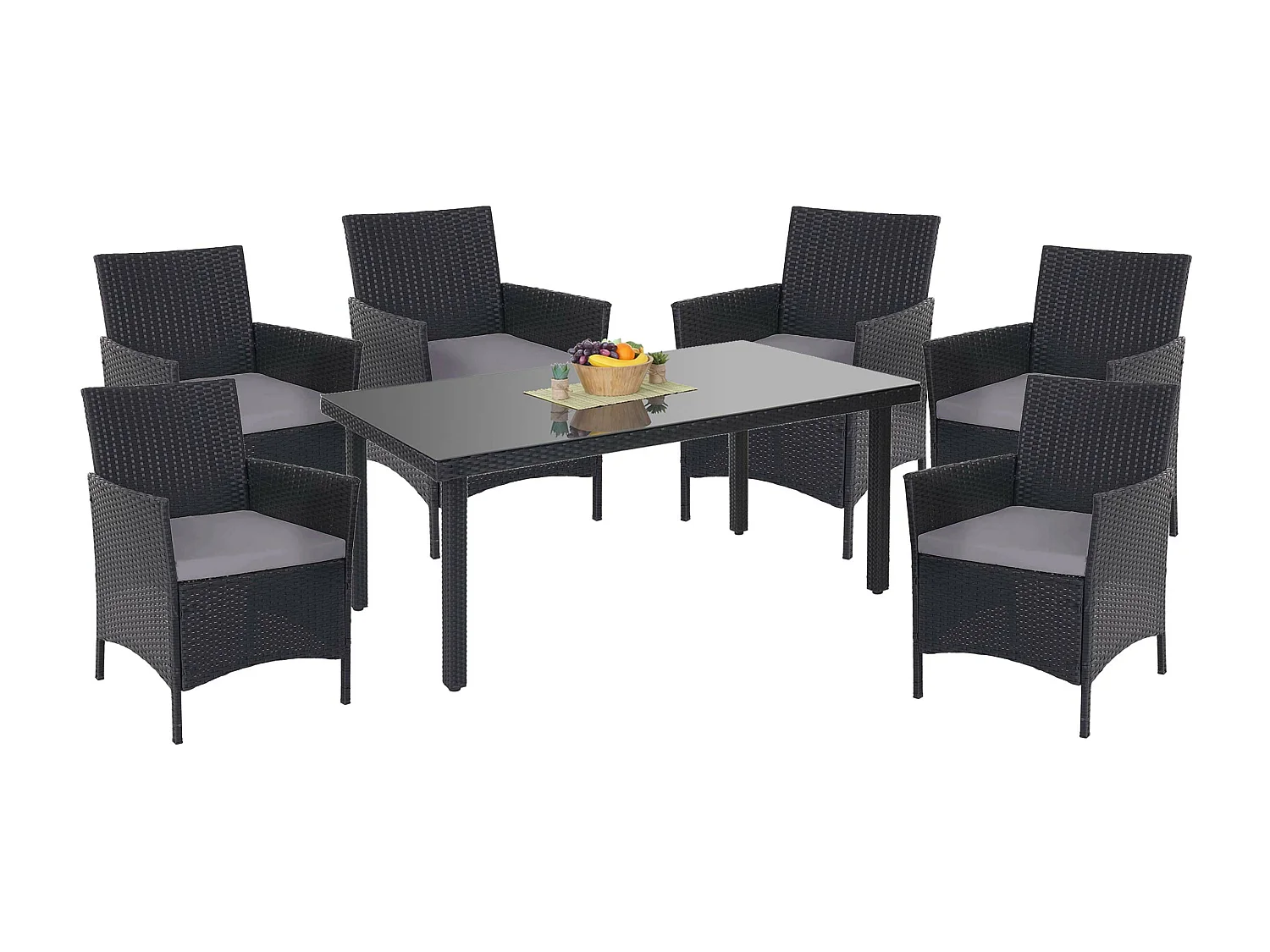 Polyrotan-set  Hamar (7-delig),  antraciet, antraciet kussens