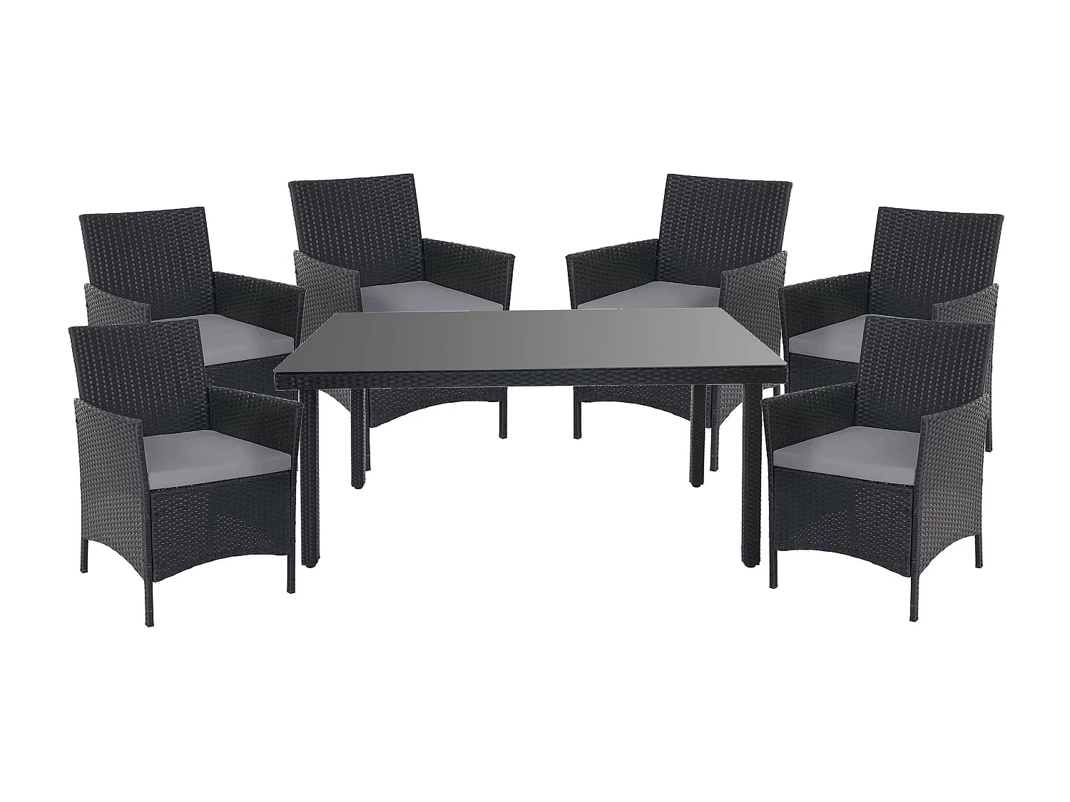 Polyrotan-set  Hamar (7-delig),  antraciet, antraciet kussens