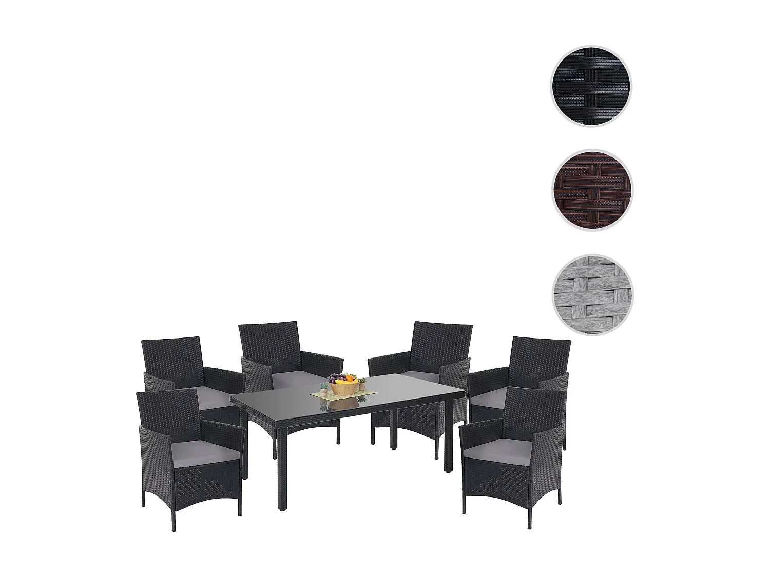 Polyrotan-set  Hamar (7-delig),  antraciet, antraciet kussens