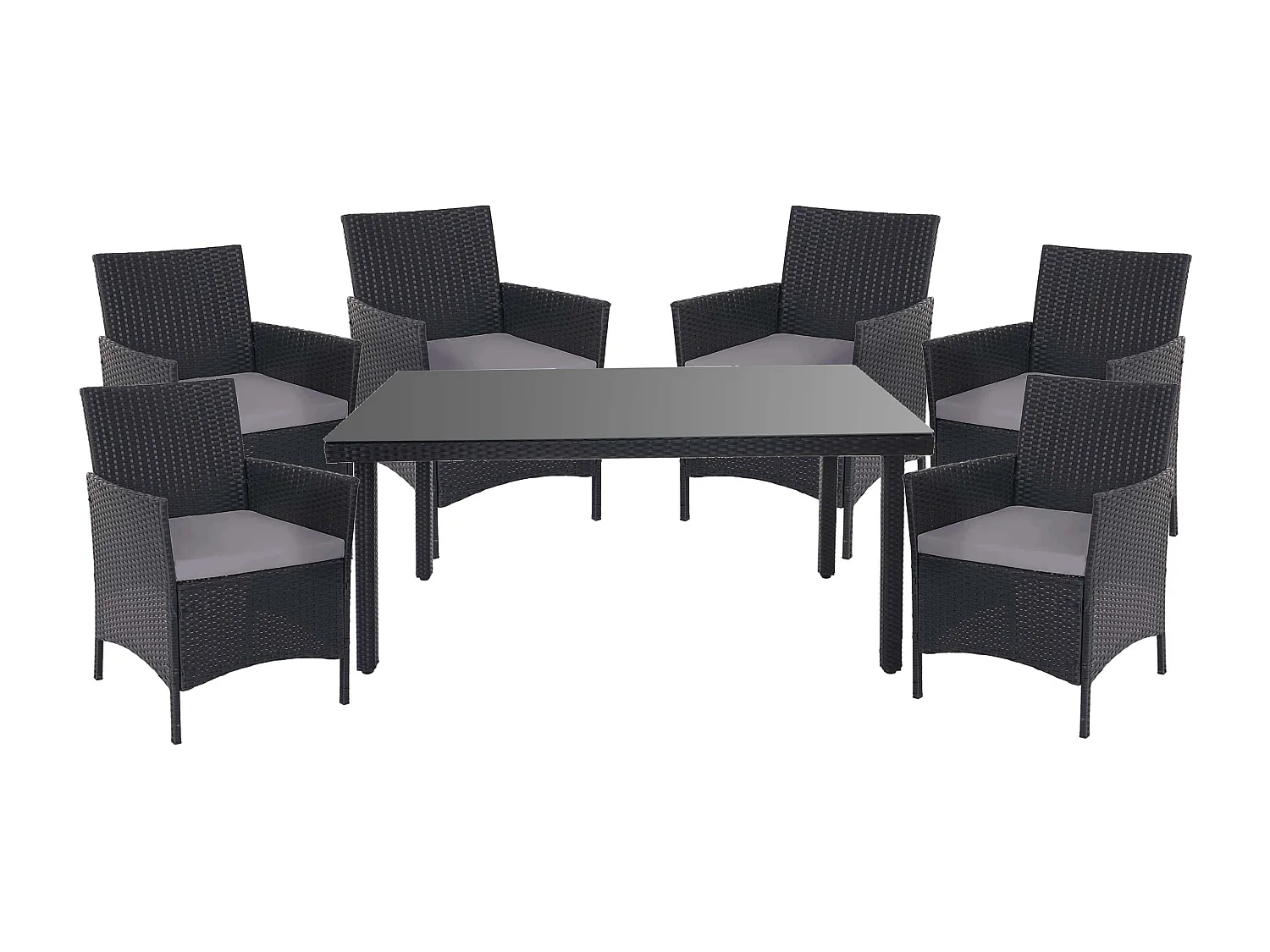 Zestaw z polirattanowym wykończeniem  Hamar (7 elementów),  antracytowy, poduszki antracytowe