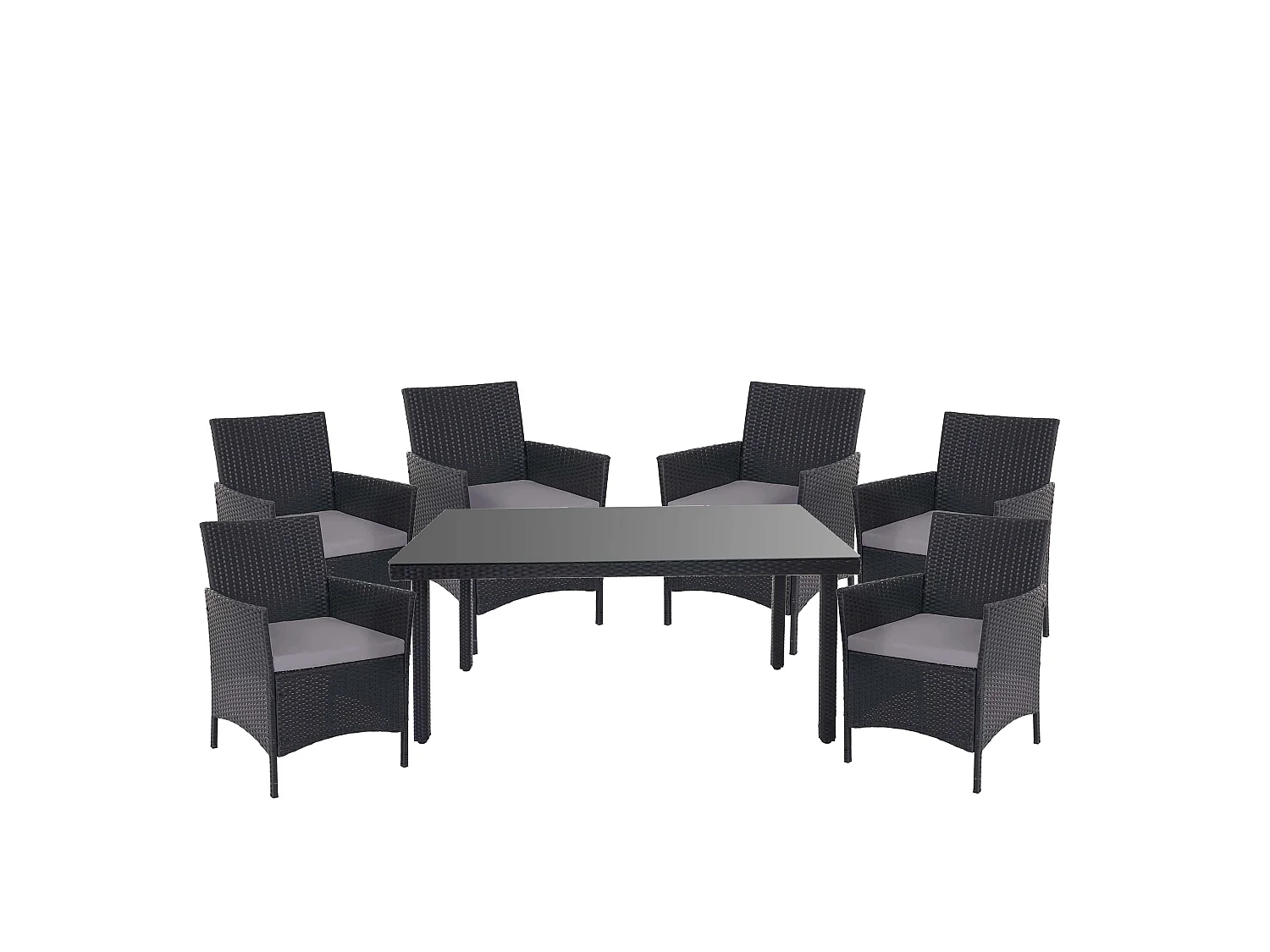 Poly-Rattan-Garnitur  Hamar (7-teilig), Anthrazit, Kissen anthrazit