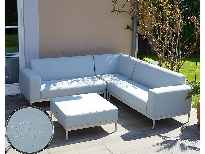 Aluminium tuinset MCW-C47 (7-delig),  blauw zonder plank, zonder kussens