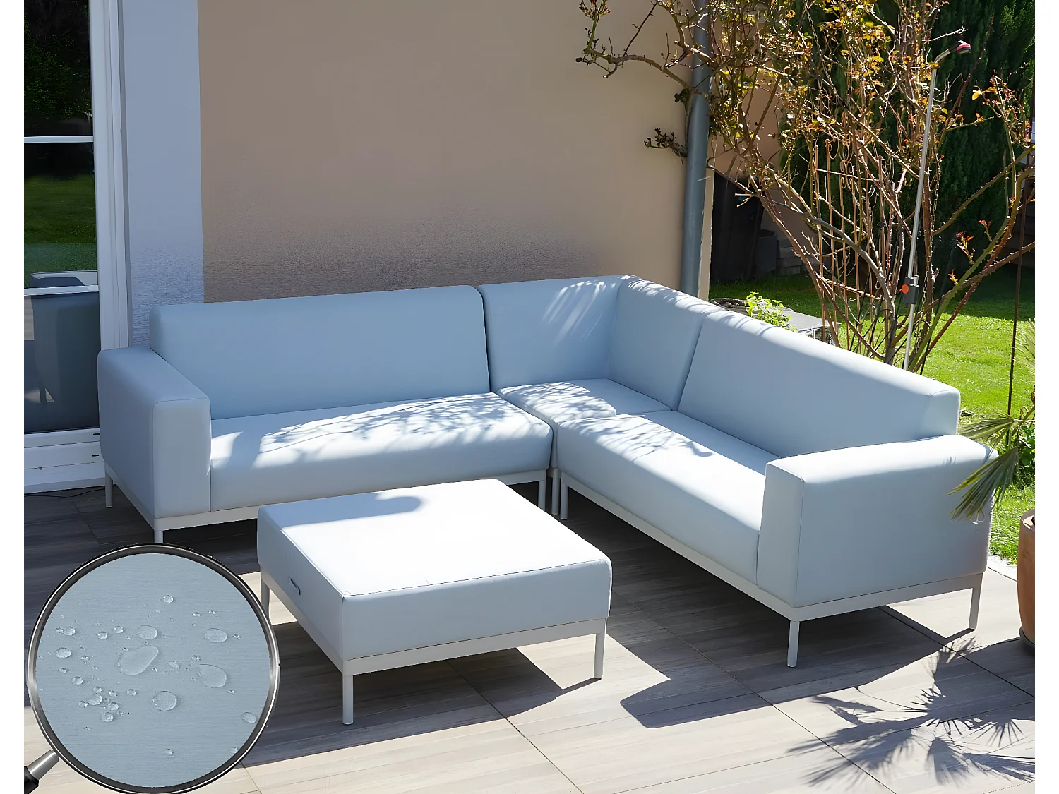 Aluminium tuinset MCW-C47 (7-delig),  blauw zonder plank, zonder kussens