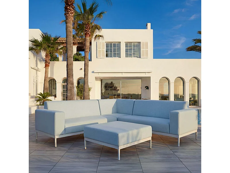 Zestaw ogrodowy z aluminium MCW-C47 (4 części),  niebieski bez półki, bez poduszek