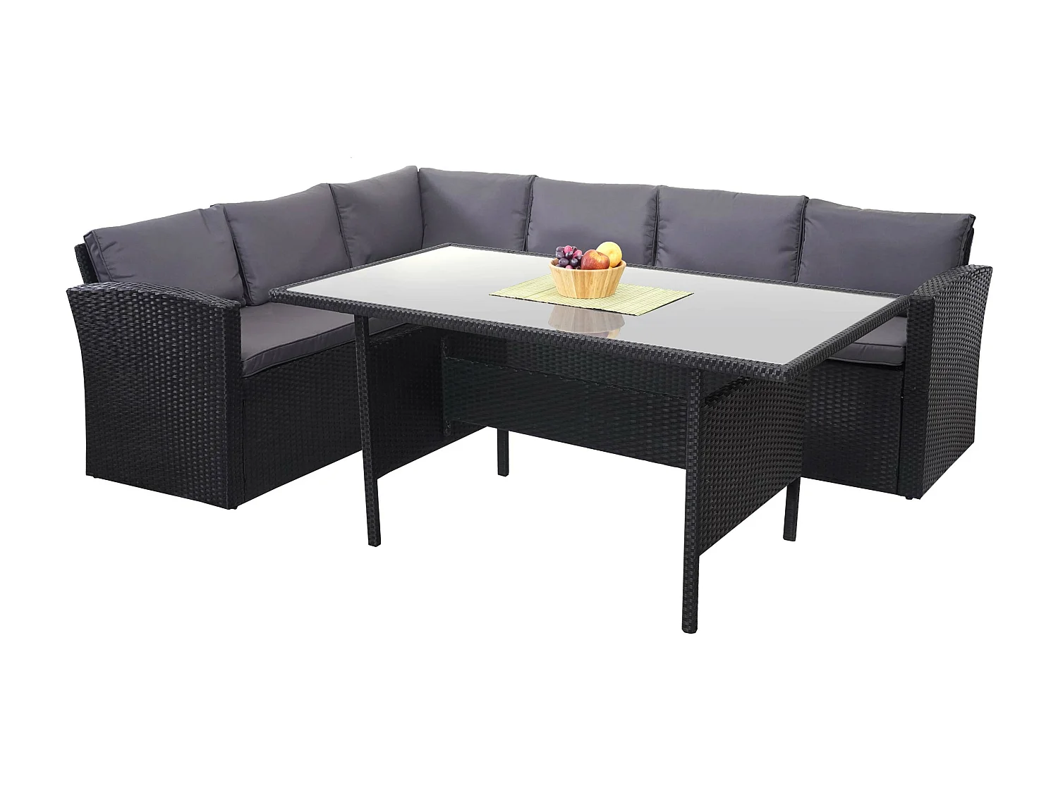 Polyrotan-set MCW-A29 met bank,  kussens donkergrijs