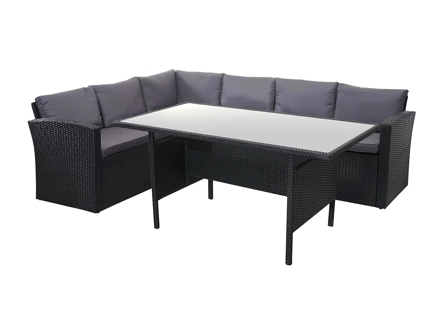 Polyrotan-set MCW-A29 met bank,  kussens donkergrijs