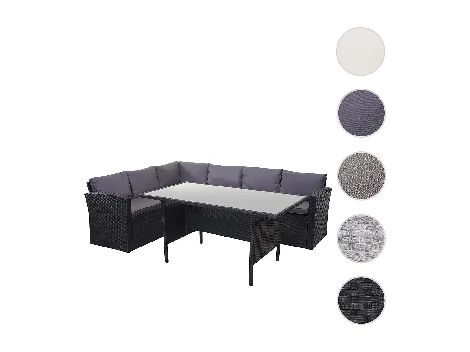 Zestaw z polirattanowym wykończeniem MCW-A29,  poduszki ciemnoszare