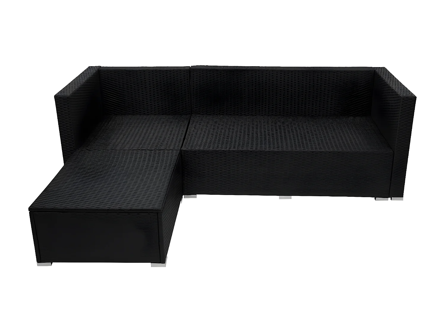 Poly-Rattan Garnitur MCW-F57 (3-teilig), Schwarz, Kissen dunkelgrau ohne Deko-Kissen