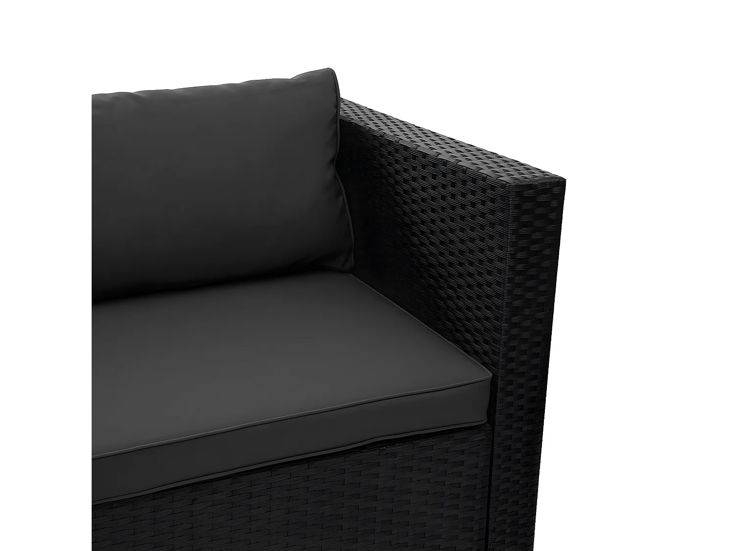 Poly-Rattan Garnitur MCW-F57 (3-teilig), Schwarz, Kissen dunkelgrau ohne Deko-Kissen