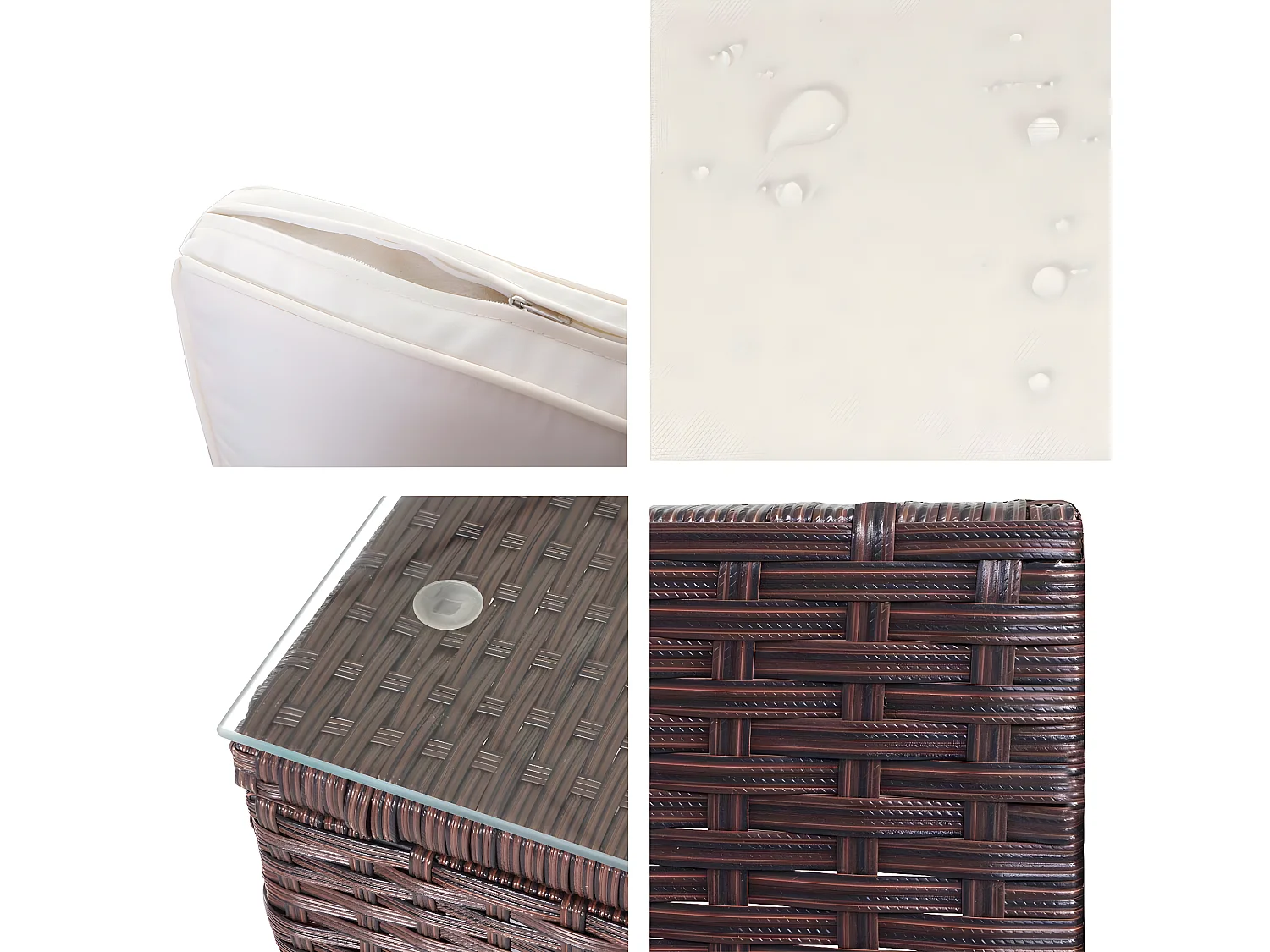 Zestaw polirattanowy Busto,  brązowy, poduszki kremowe