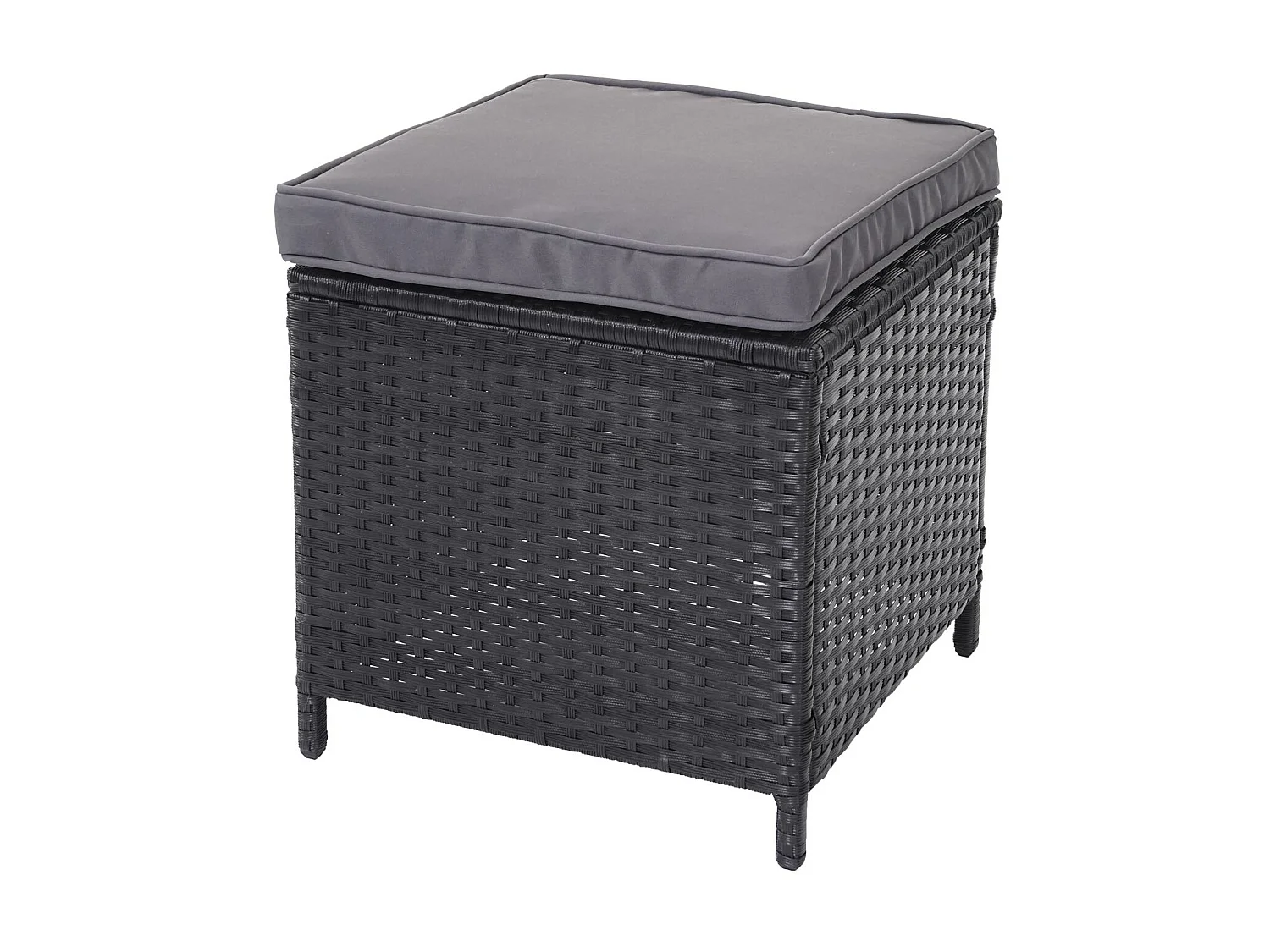 Polyrotan-set MCW-A29 met bank,  kussens donkergrijs, met 2x krukken