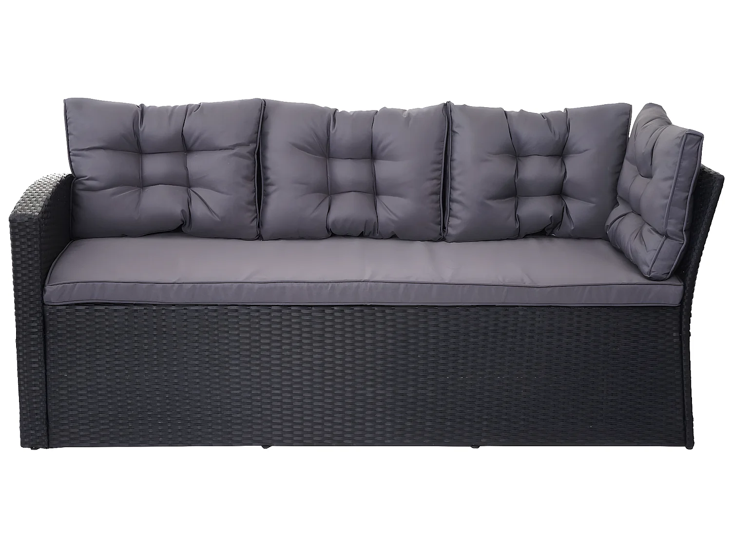 Zestaw polirattanowy MCW-A29 + 2x stołki,  poduszki ciemnoszare, z 2 stołkami