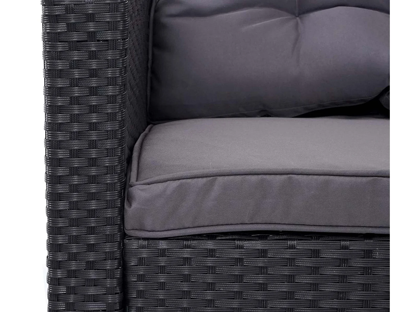 Zestaw z polirattanowy MCW-A29 + 2x stołek,  poduszki ciemnoszare, z 2 stołkami