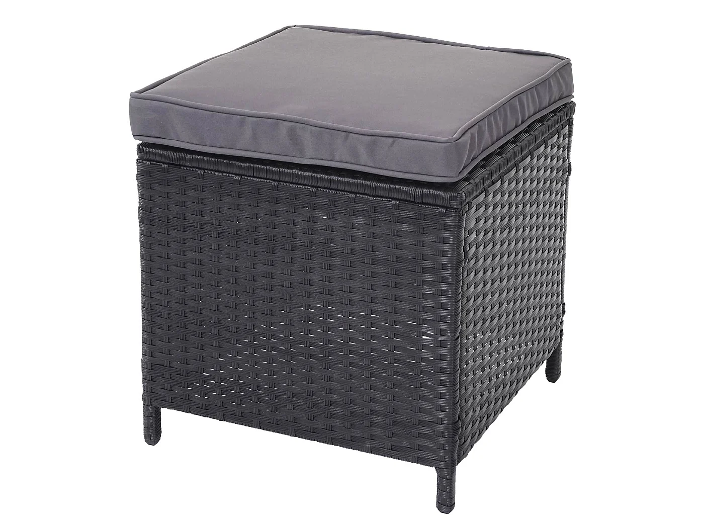 Zestaw z polirattanowy MCW-A29 + 2x stołek,  poduszki ciemnoszare, z 2 stołkami