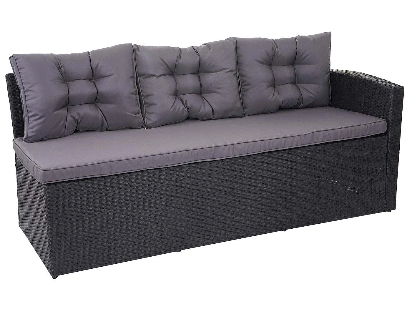 Zestaw z polirattanowy MCW-A29 + 2x stołek,  poduszki ciemnoszare, z 2 stołkami