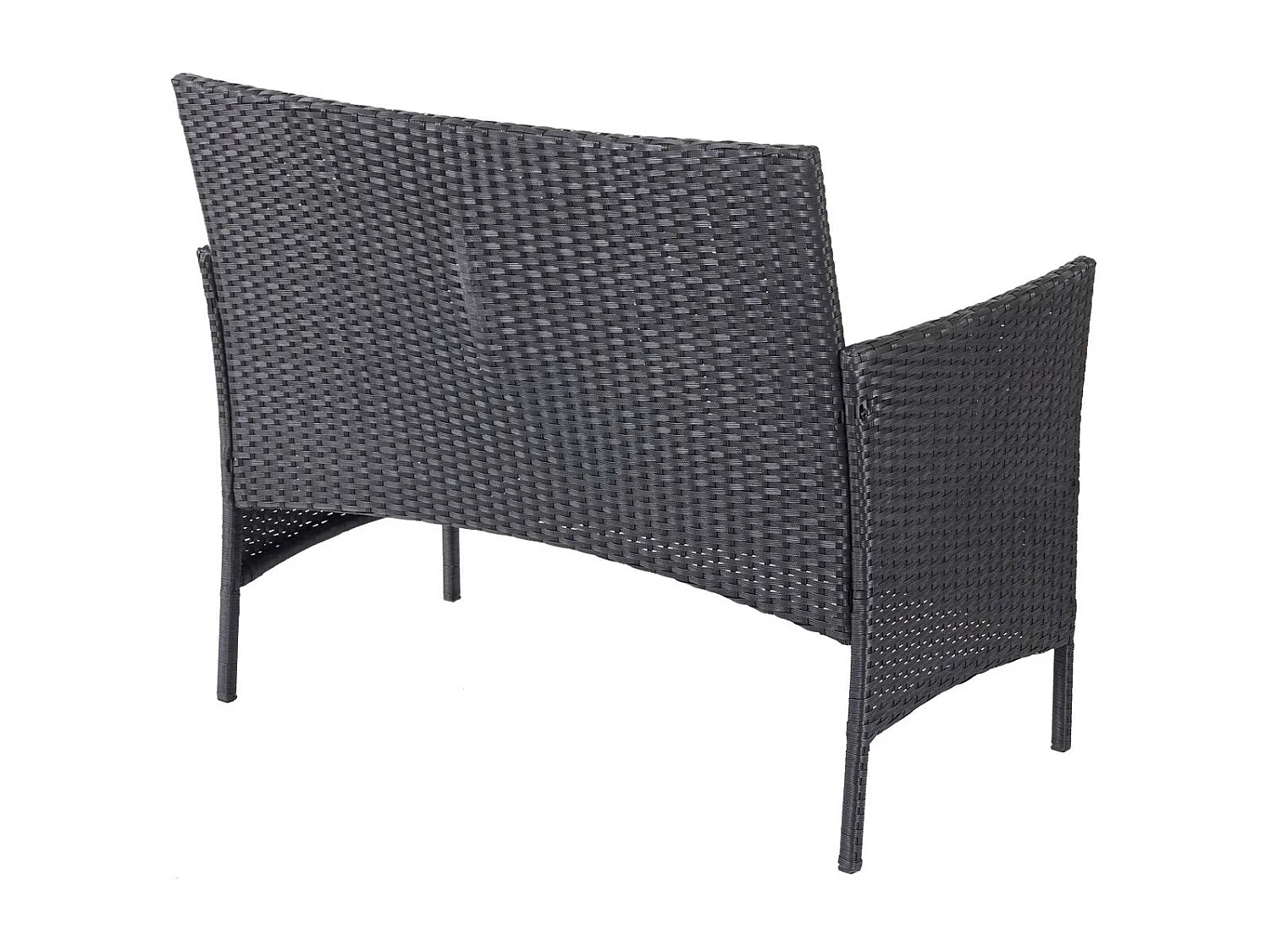 Set salotto giardino esterno salottino elegante MCW-D82 polyrattan nero con cuscini avorio