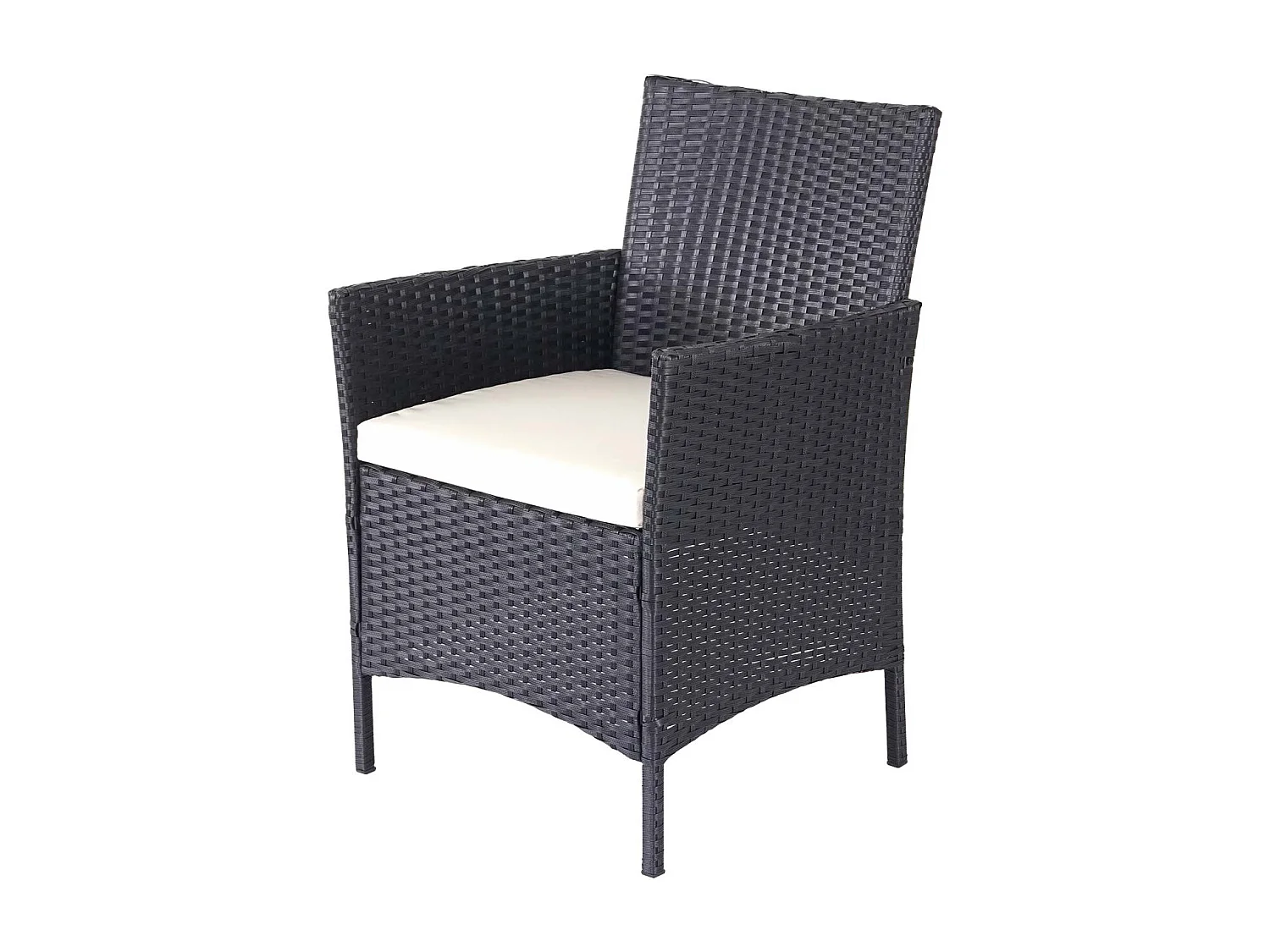 Set salotto giardino esterno salottino elegante MCW-D82 polyrattan nero con cuscini avorio