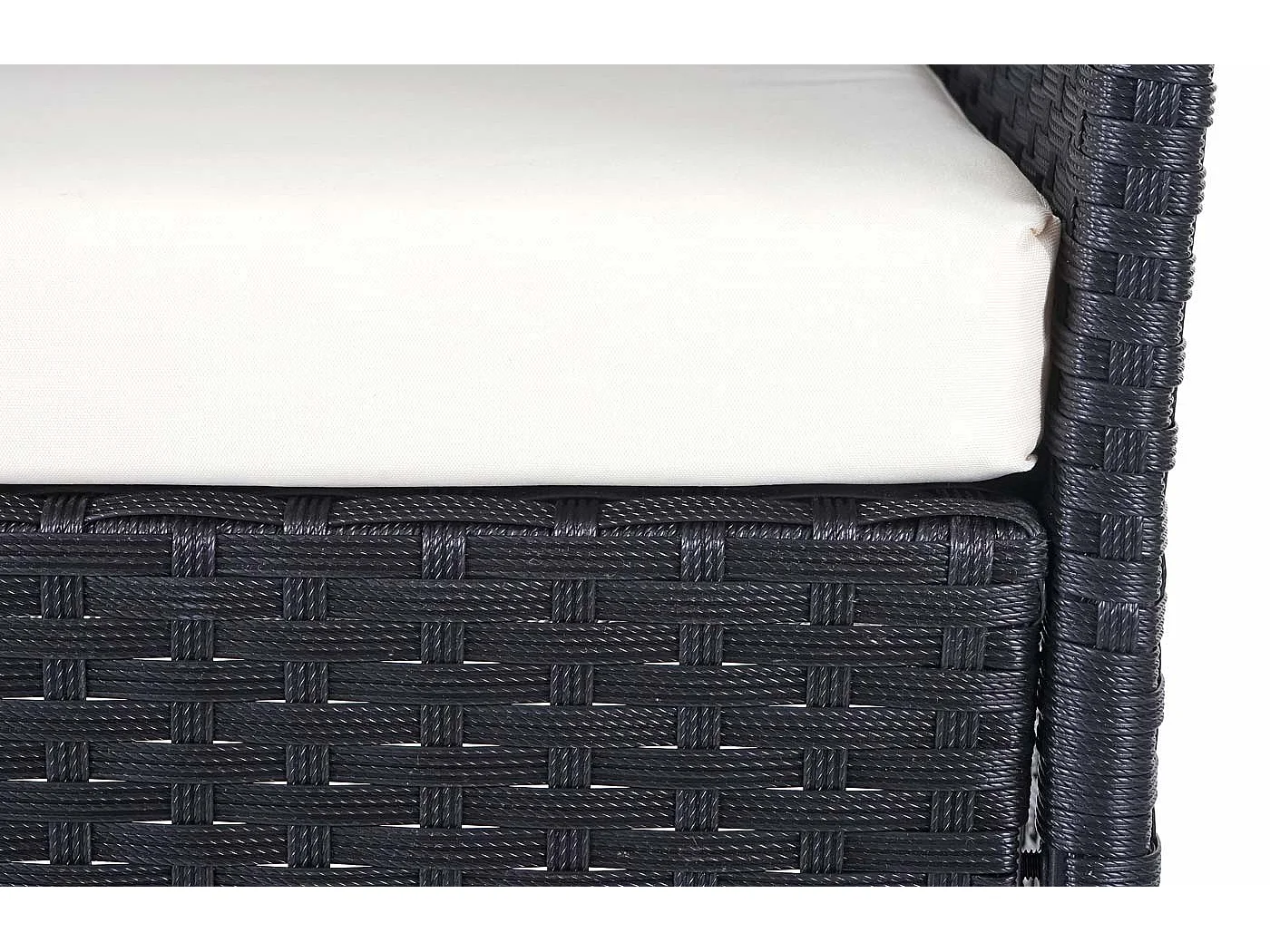 Set salotto giardino esterno salottino elegante MCW-D82 polyrattan nero con cuscini avorio