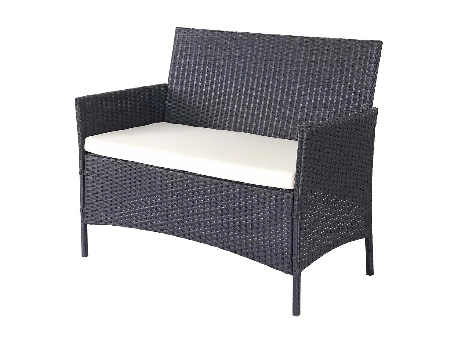 Zestaw polirattanowy MCW-D82 (4-częściowy),  czarny z kremowymi poduszkami