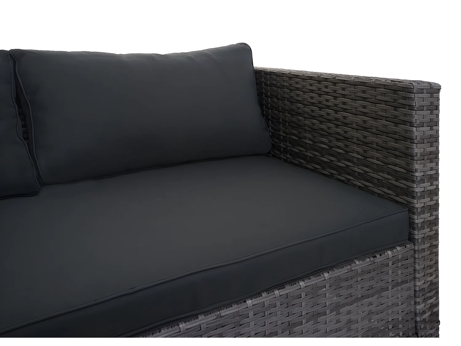 Set salotto giardino esterno salottino MCW-F57 polyrattan grigio con cuscini grigio scuro e decorativi