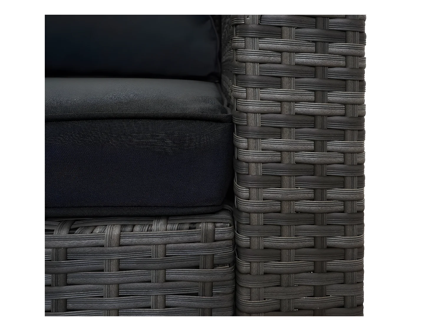 Zestaw polirattanowy MCW-F57 (3-częściowy),  szary, ciemnoszare poduszki z poduszkami dekoracyjnymi