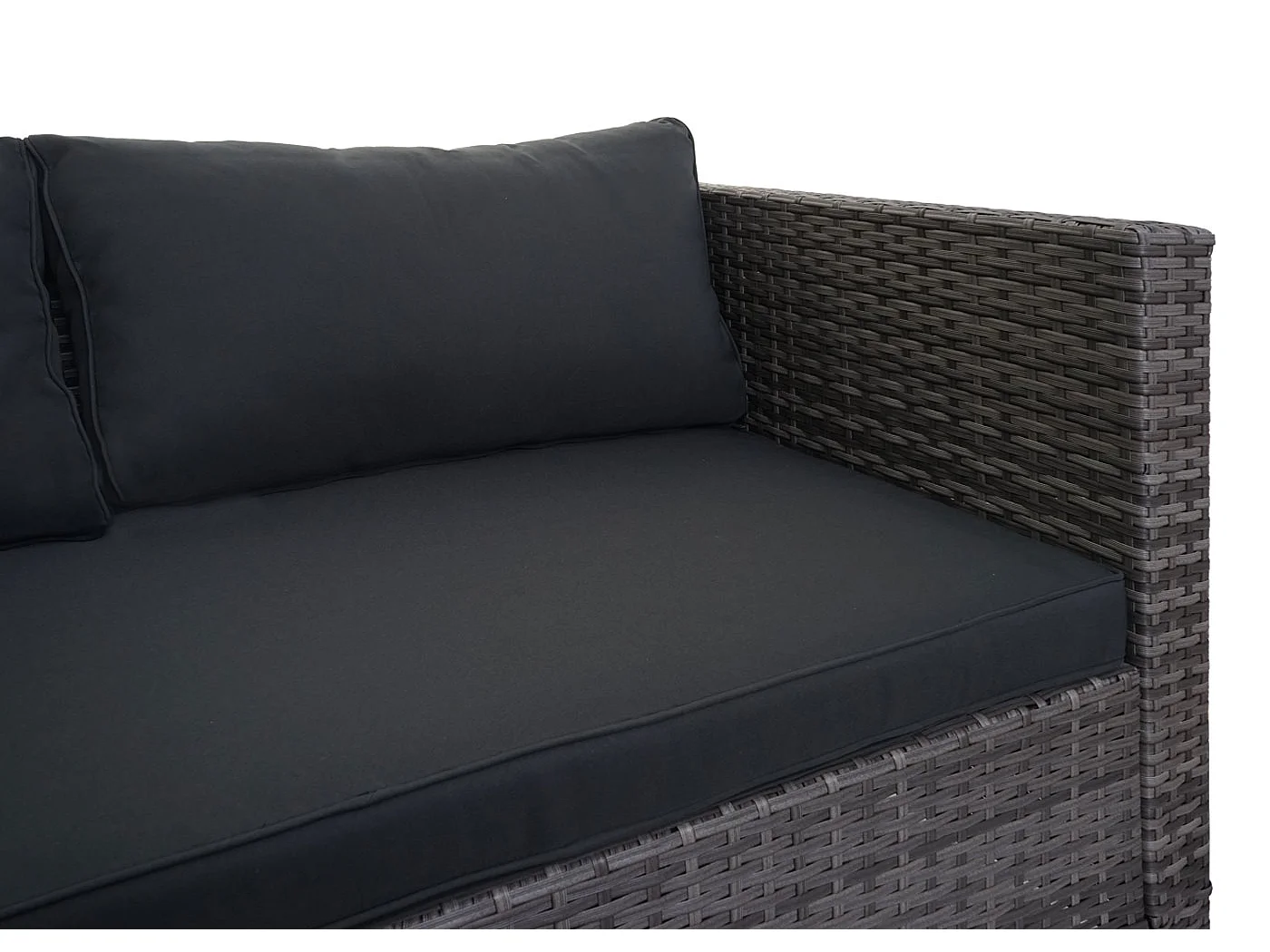 Polyrotan set MCW-F57 (3-delig),  grijs, donkergrijze kussens met sierkussens