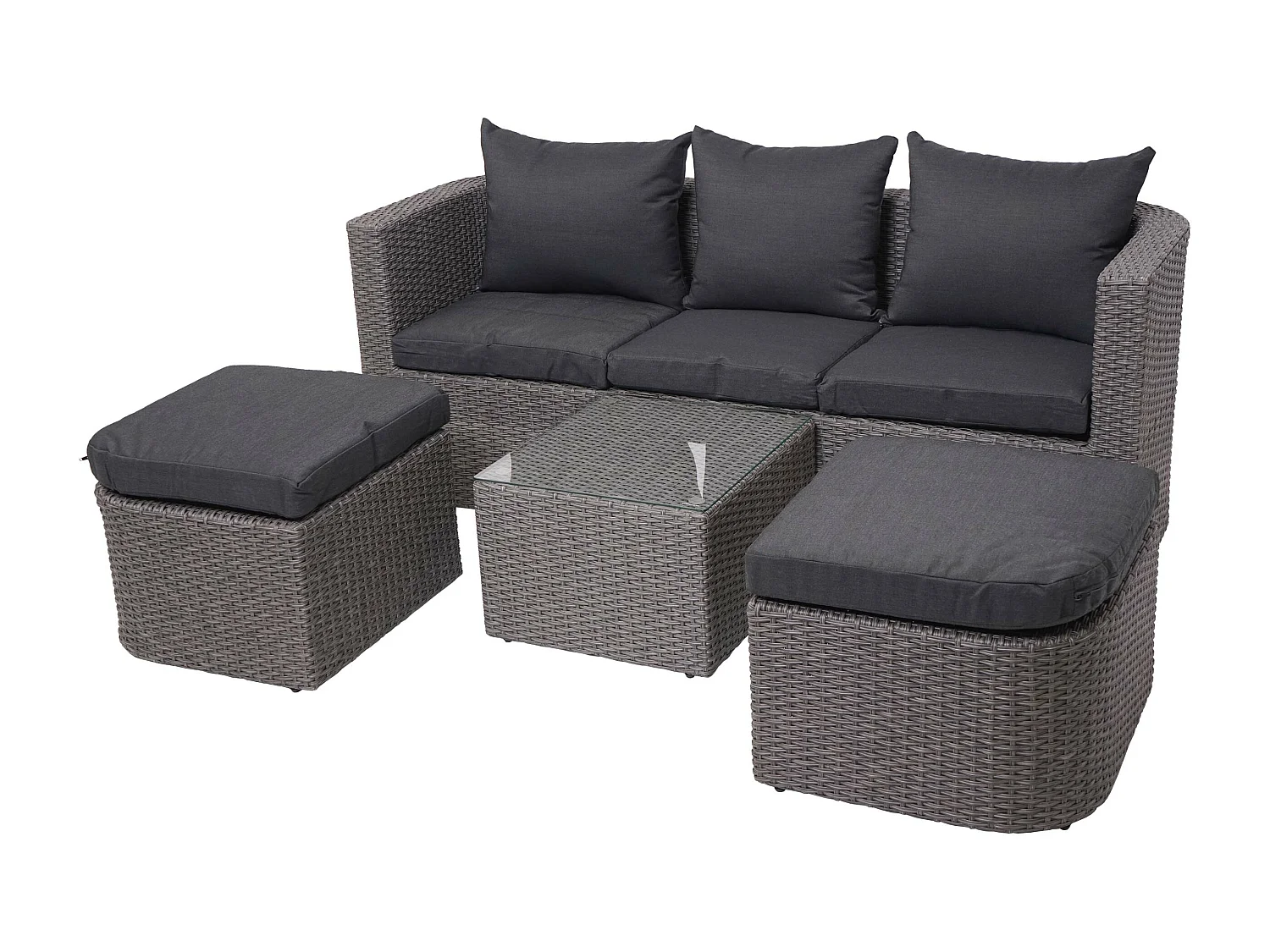 Loungeset MCW-J37 (4-delig),  grijs, antraciet kussens