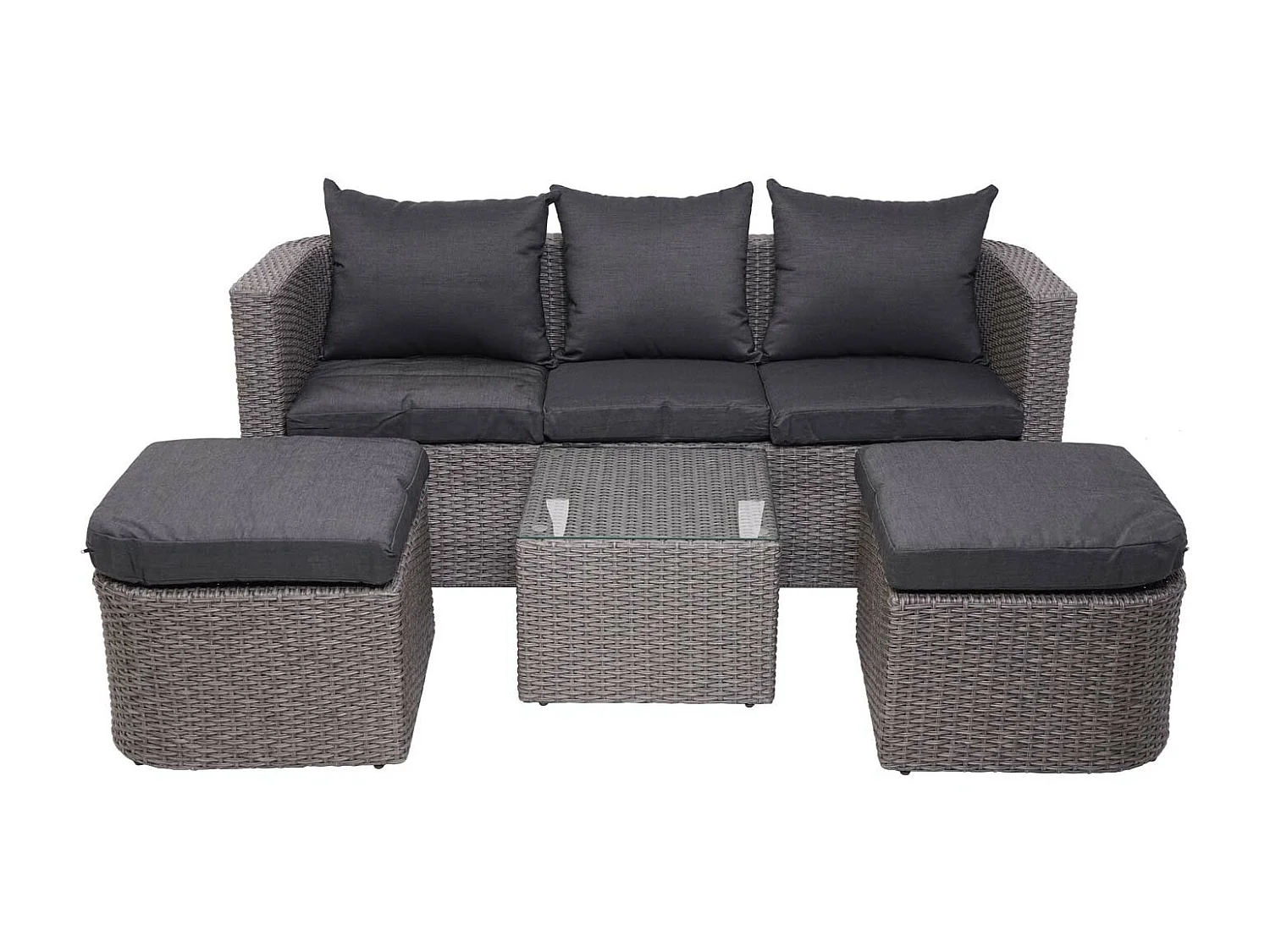 Loungeset MCW-J37 (4-delig),  grijs, antraciet kussens