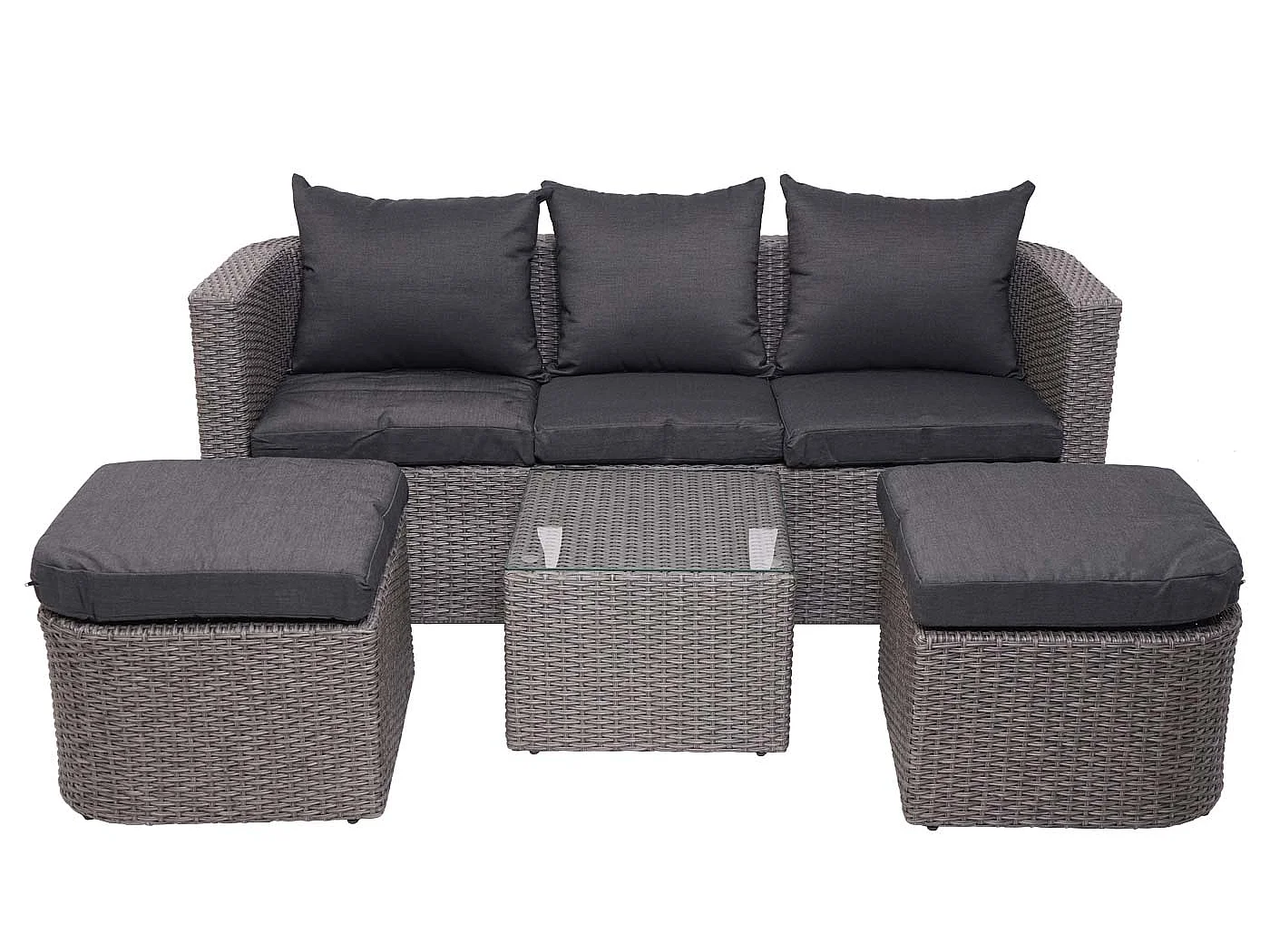 Lounge-Set MCW-J37 (4-Teilig), Grau, Kissen anthrazit