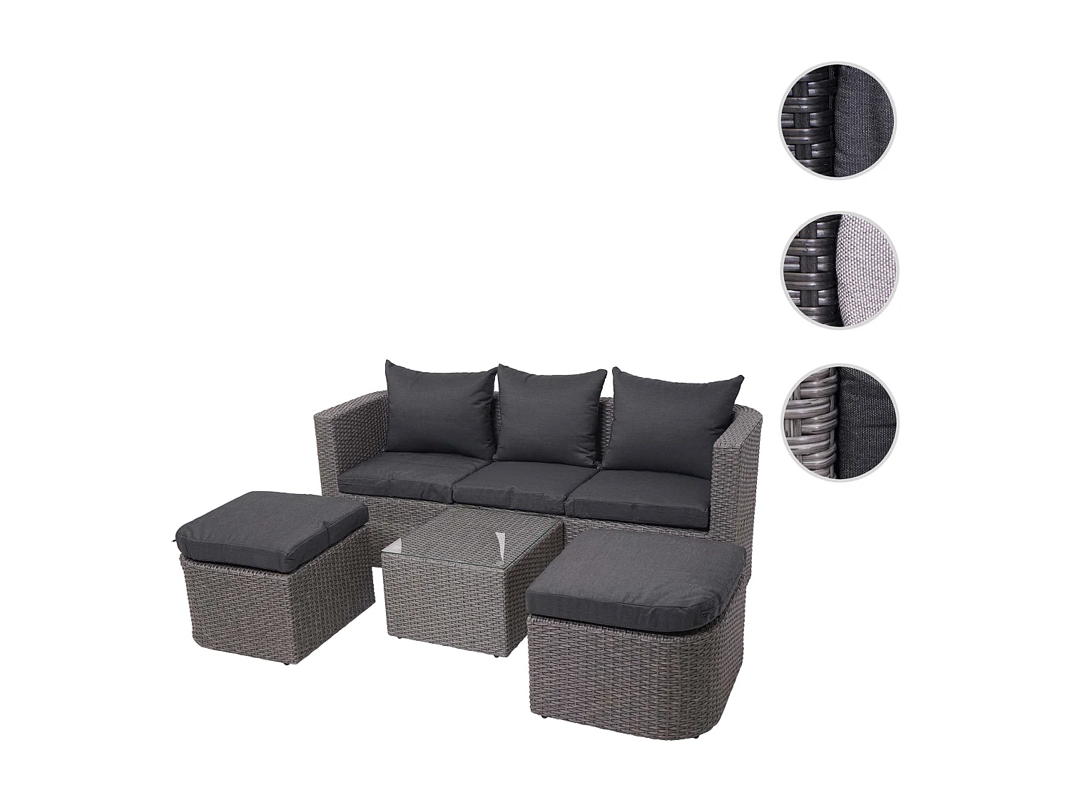 Lounge-Set MCW-J37 (4-Teilig), Grau, Kissen anthrazit