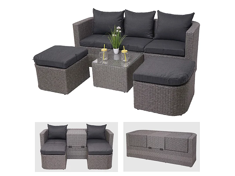 Lounge-Set MCW-J37 (4-Teilig), Grau, Kissen anthrazit