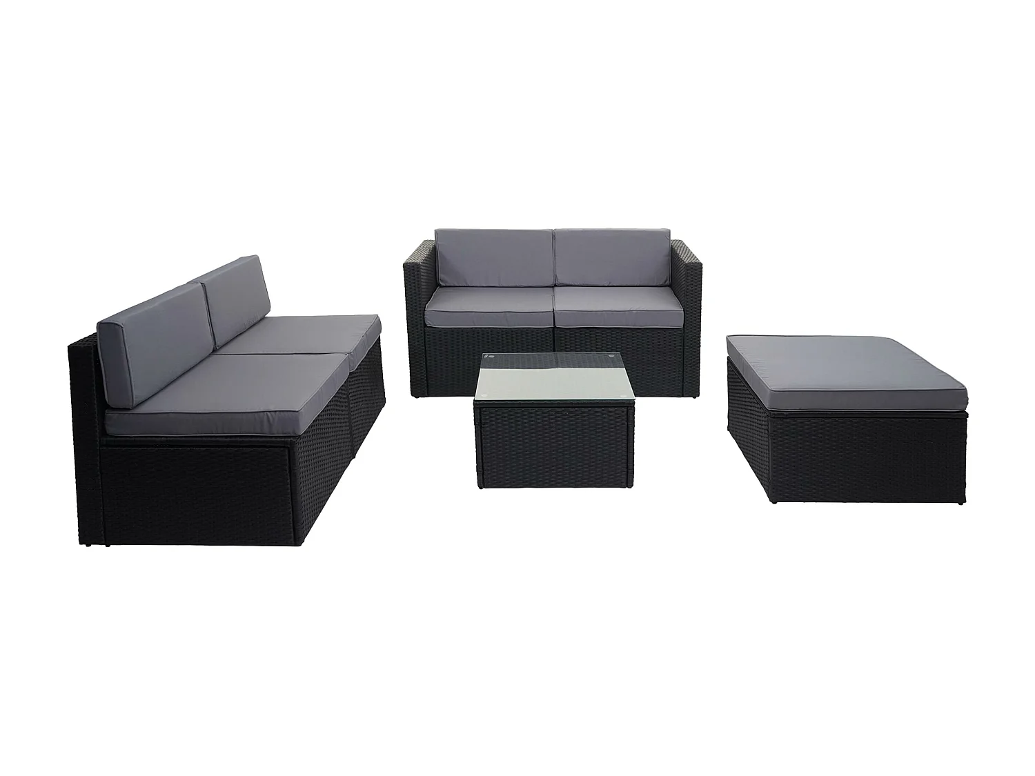 Poly-Rattan-Garnitur MCW-D24, Anthrazit, Polster grau