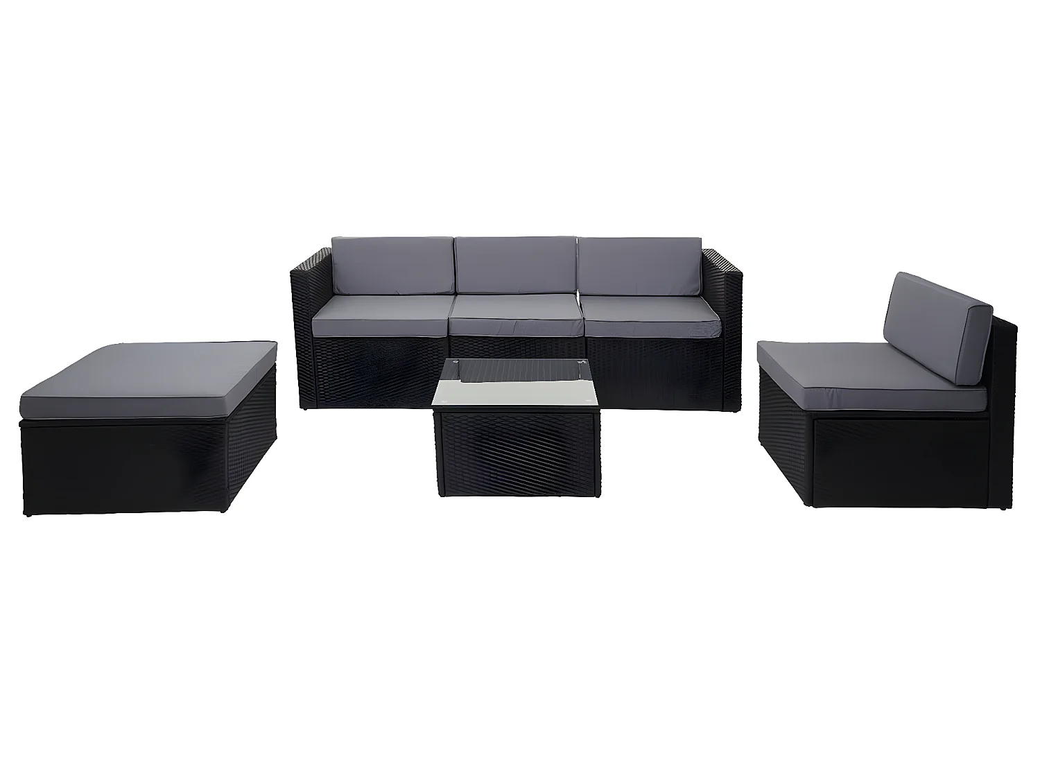 Poly-Rattan-Garnitur MCW-D24, Anthrazit, Polster grau