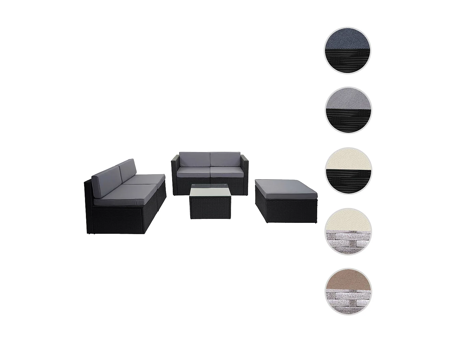 Poly-Rattan-Garnitur MCW-D24, Anthrazit, Polster grau