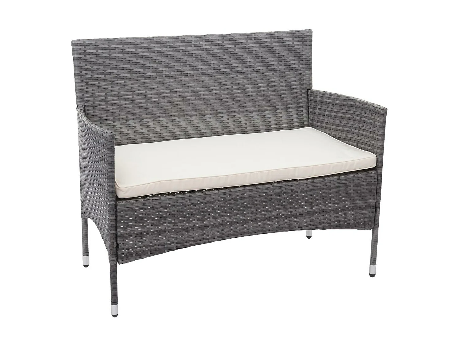 Poly-Rattan Garnitur MCW-F55 (4-teilig), Grau, Kissen creme