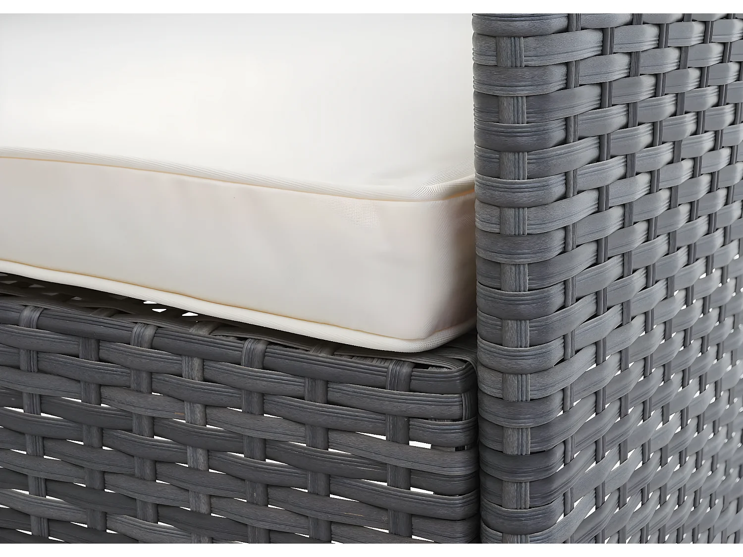 Poly-Rattan Garnitur MCW-F55 (4-teilig), Grau, Kissen creme