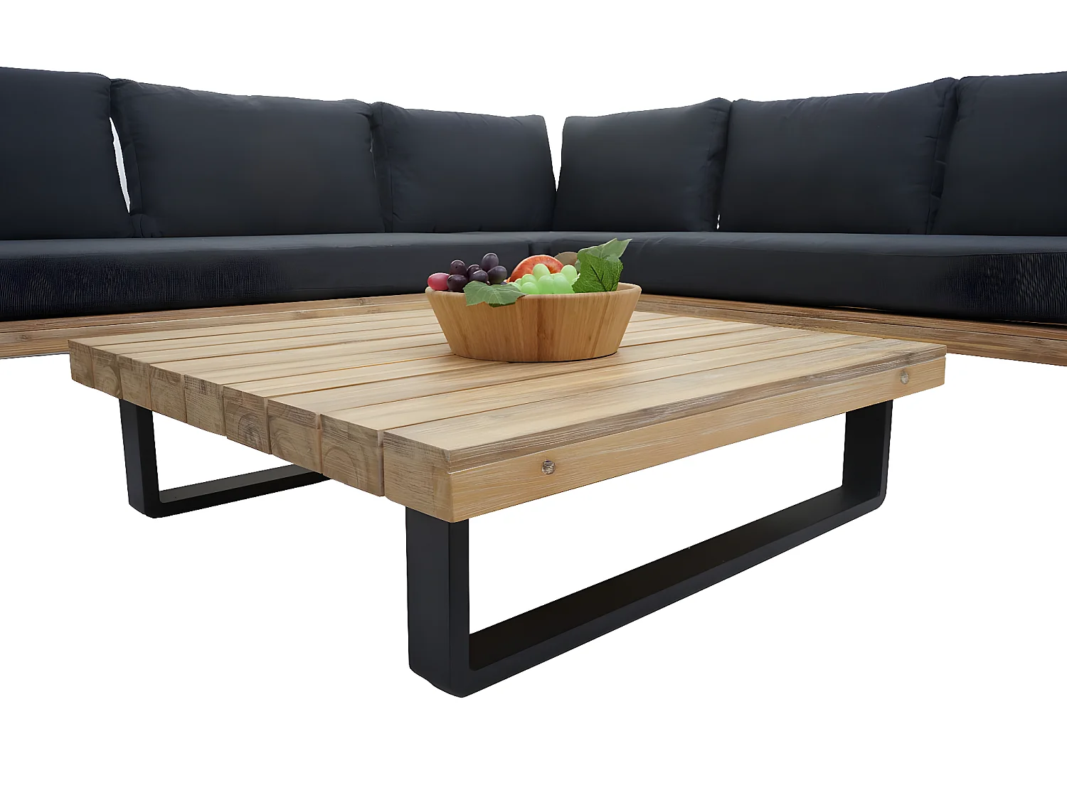 Zestaw ogrodowy MCW-H54 (zestaw 2 sztuk),  jasnobrązowy, ciemnoszara tapicerka