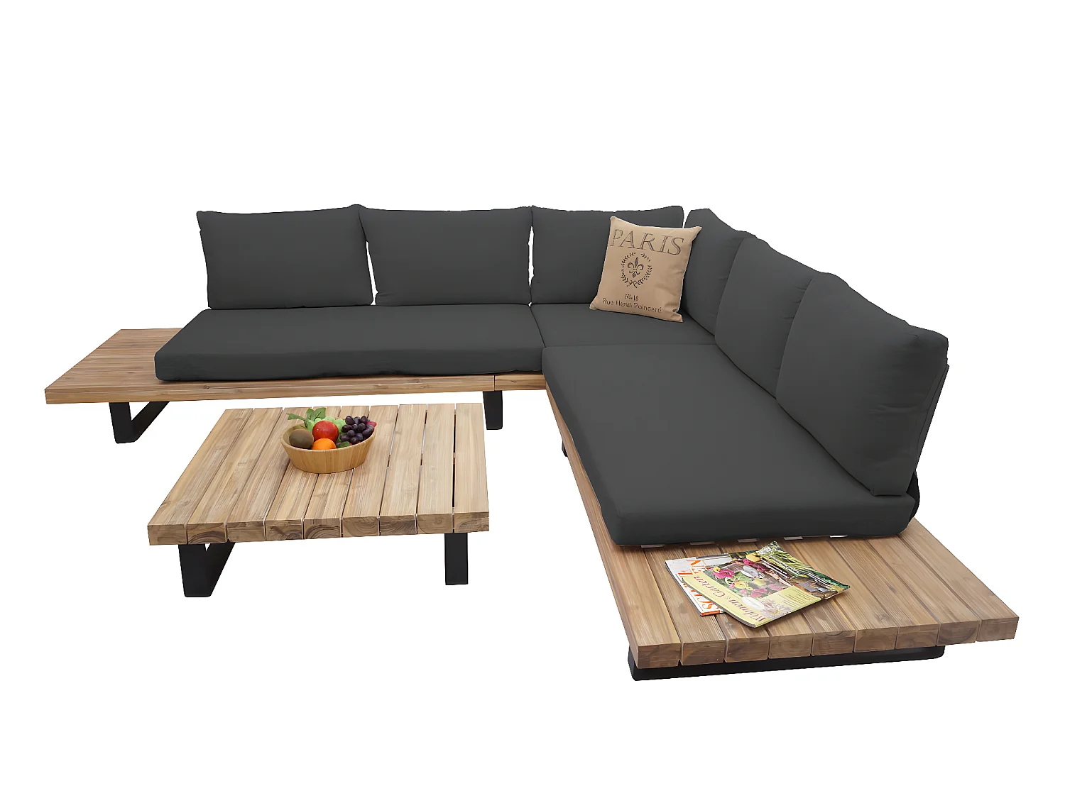 Zestaw ogrodowy MCW-H54 (zestaw 2 sztuk),  jasnobrązowy, ciemnoszara tapicerka